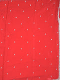 Chiffon fancy saree red color allover plain, embroidery motifs & embroidery border with running pallu and designer blouse