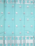 Chanderi fancy saree sky blue color allover zari motifs & zari border with short zari pallu and attached plain blouse