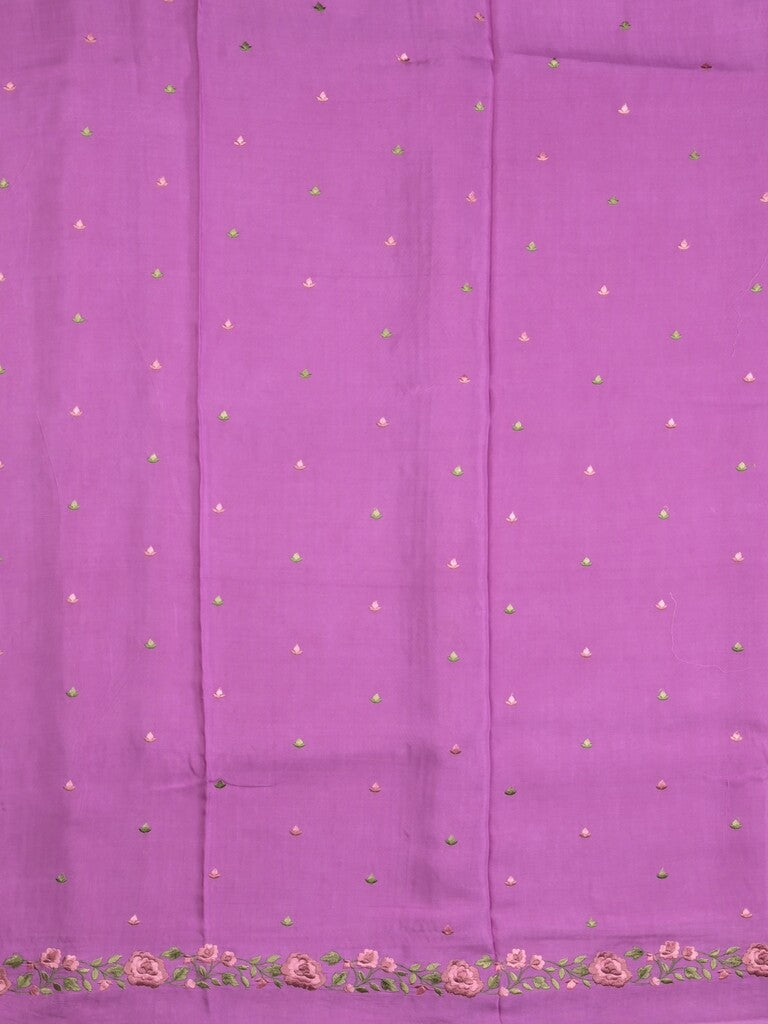 Dola tissue fancy saree purple color allover stripes & embroidery cutwork border with running pallu and plain blouse