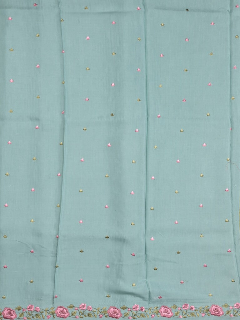 Dola tissue fancy saree lux geeen color allover stripes & embroidery cutwork border with running pallu and plain blouse