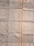 Kota tissue fancy sraee grey color allover embroidery & zari border with short pallu and attached self blouse