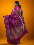 Banaras fancy saree purple color allover zari weaves & zari border with rich pallu and plain blouse