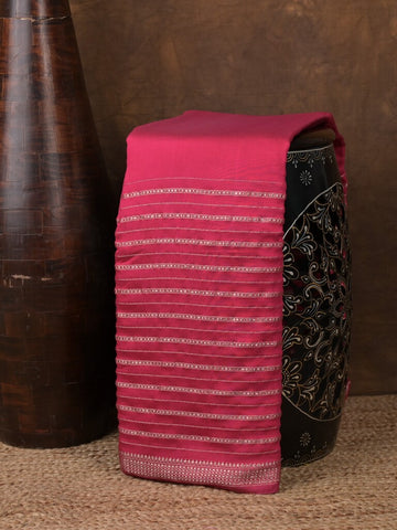Dola silk fancy saree pink color allover zari weaves & small kaddi border with short pallu and running blouse