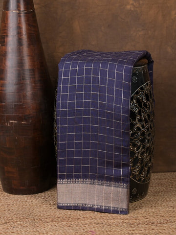 Dola silk fancy saree navy blue color allover zari weaves & small kaddi border with short pallu and running blouse