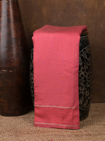 Dola silk fancy saree rose pink color allover zari weaves & small kaddi border with short pallu and running blouse