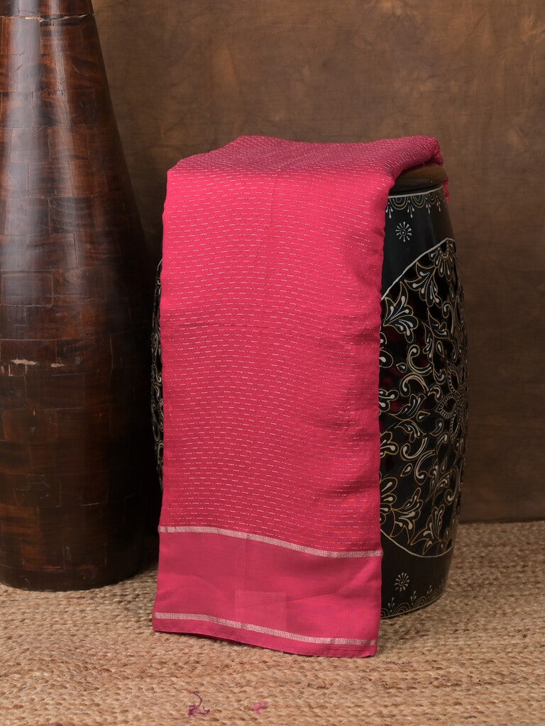 Dola silk fancy saree pink color allover zari weaves & small kaddi border with short pallu and running blouse