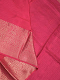 Dola silk fancy saree pink color allover stripes & zari border with short pallu and attached contrast blouse