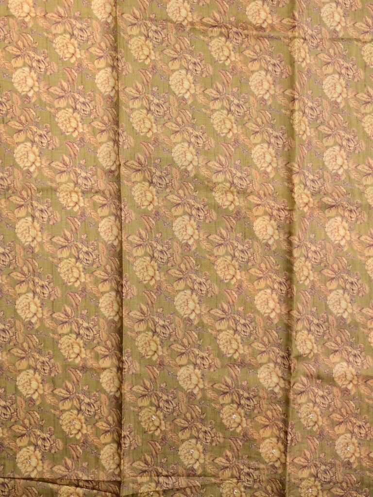 Tussar fancy saree mustard yellow color allover plain & printed border with running pallu and attached printed blouse