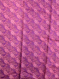 Tussar fancy saree purple color allover plain & printed border with running pallu and attached printed blouse
