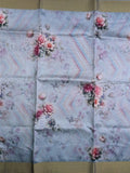 Jute fancy saree sea blue color allover prints & kaddi border with contrast pallu and printed blouse