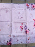 Jute fancy saree pastel blue color allover prints & kaddi border with contrast pallu and printed blouse