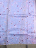 Jute fancy saree pastel blue color allover prints & kaddi border with contrast pallu and printed blouse