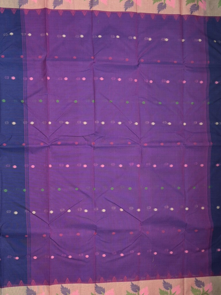 Dhaka cotton saree royal blue color allover thread weaves & Small contrast border with contrast pallu