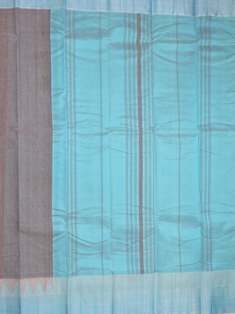 Minister cotton saree grey color allover plain & contrast temple border with contrast pallu and attached plain blouse