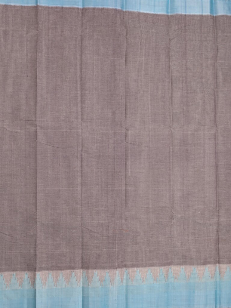 Minister cotton saree grey color allover plain & contrast temple border with contrast pallu and attached plain blouse