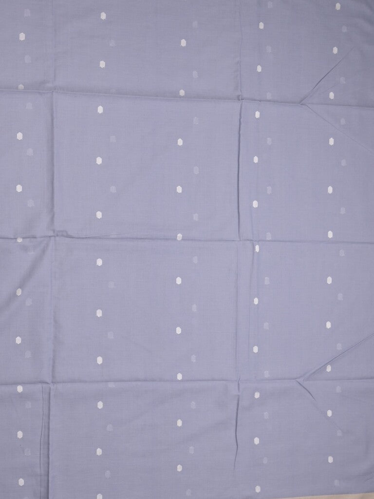 Village cotton saree grey color allover weaves & small kaddi border with floral weaving pallu