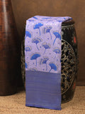 Crape fancy saree light lavender color allover prints, zari motifs & zari border with rich pallu and attached blouse