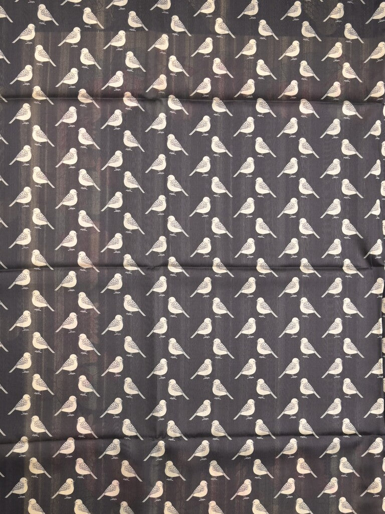 Tussar fancy saree black color allover plain & contrast printed border with running pallu and printed blouse