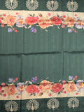 Tussar fancy saree dark green color allover plain & contrast printed border with running pallu and printed blouse