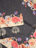 Tussar fancy saree black color allover plain & contrast printed border with running pallu and printed blouse