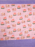 Crape fancy saree light purple color allover prints, zari motifs & zari border with rich pallu and attached blouse