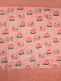 Crape fancy saree light peach color allover prints, zari motifs & zari border with rich pallu and attached blouse