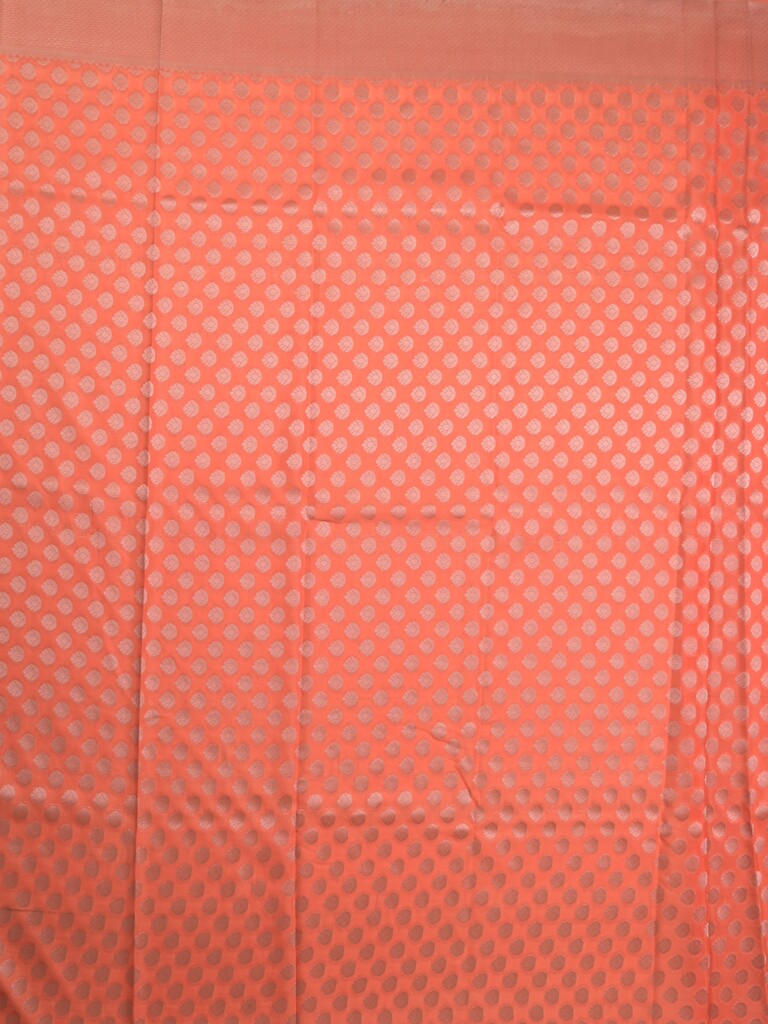 Crape fancy saree light peach color allover prints, zari motifs & zari border with rich pallu and attached blouse