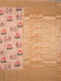 Crape fancy saree cream color allover prints, zari motifs & zari border with rich pallu and attached blouse