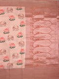 Crape fancy saree baby pink color allover prints, zari motifs & zari border with rich pallu and attached blouse