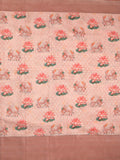 Crape fancy saree baby pink color allover prints, zari motifs & zari border with rich pallu and attached blouse