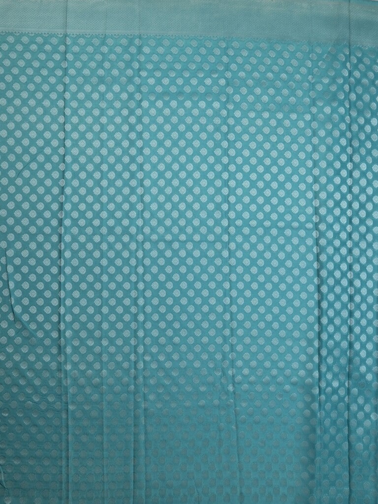 Crape fancy saree light blue color allover prints, zari motifs & zari border with rich pallu and attached blouse