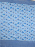 Crape fancy saree light blue color allover prints, zari motifs & zari border with rich pallu and attached blouse