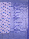 Crape fancy saree light lavender color allover prints, zari motifs & zari border with rich pallu and attached blouse