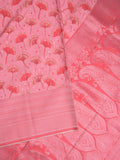 Crape fancy saree light pink color allover prints, zari motifs & zari border with rich pallu and attached blouse