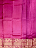 Kanchi kora fancy saree navy blue color allover zari weaving & zari border with rich contrast pallu and attached plain blouse