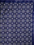 Chinnon silk fancy saree royal blue color allover digital prints & sequence border with running pallu and attached plain blouse