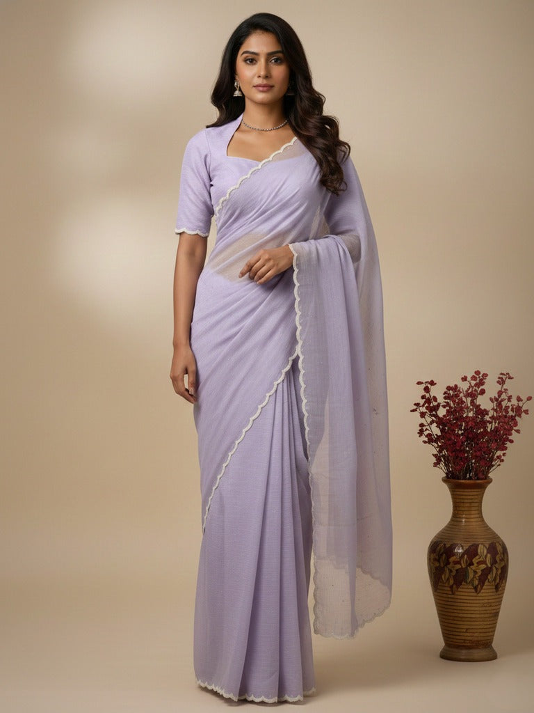 Rocket saree Crush organza saree lavender color