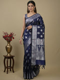 Rocket saree Chanderi saree in navy blue color