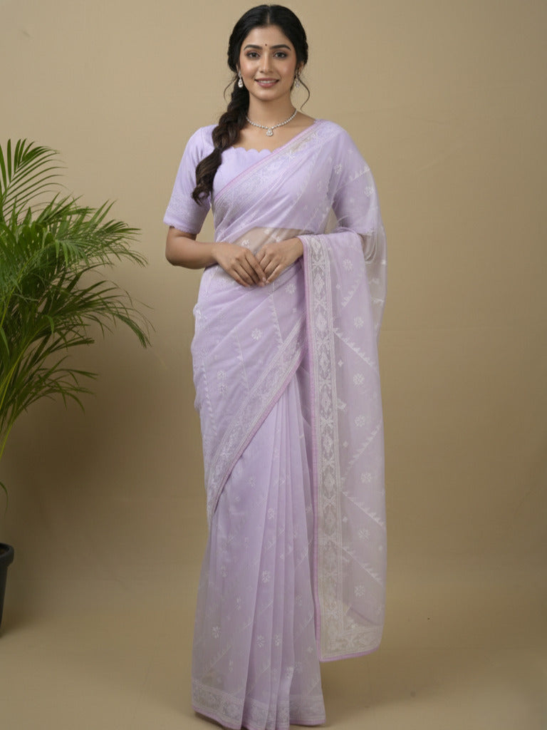 Rocket saree Organza saree in Pastel purple