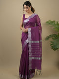 Rocket saree Chanderi saree in navy wine color