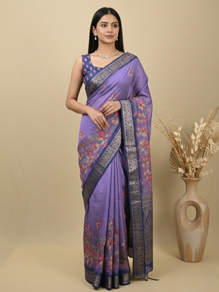 Rocket saree Dola silk saree in purple color