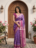 Light weight kanchi pattu sarees for women | purple | zari border | party wear