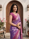 Light weight kanchi pattu sarees for women | purple | zari border | party wear