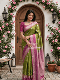 Light weight kanchi pattu sarees for women | purple | zari border | party wear