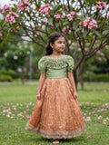 Kids designer lehenga Set | peach | party wear | 6-7 years
