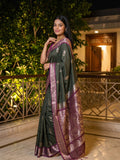 Vintage pattu saree for women | grey | allover checks | zari border | party wear