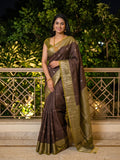 Vintage pattu saree for women | grey | allover checks | zari border | party wear