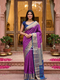 Leight weight kanchi pattu saree for women | royal blue | zari border | party wear