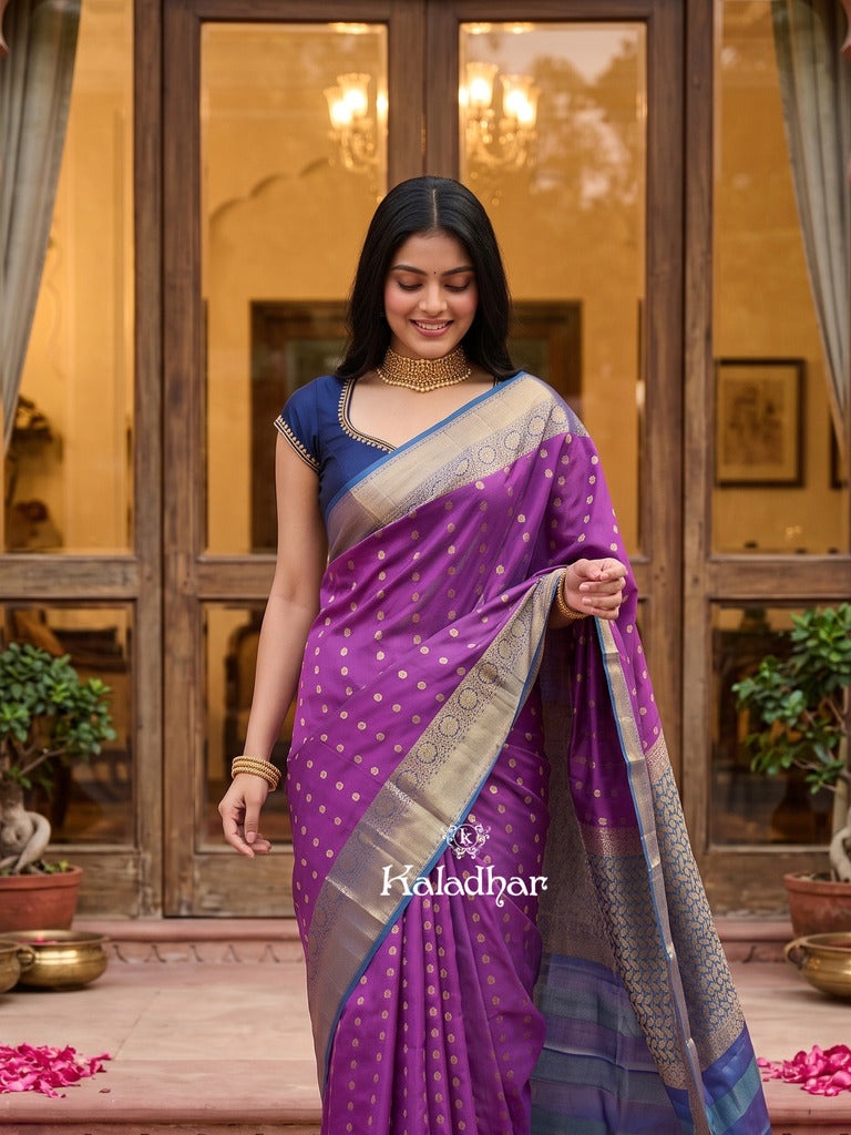 Leight weight kanchi pattu saree for women | royal blue | zari border | party wear