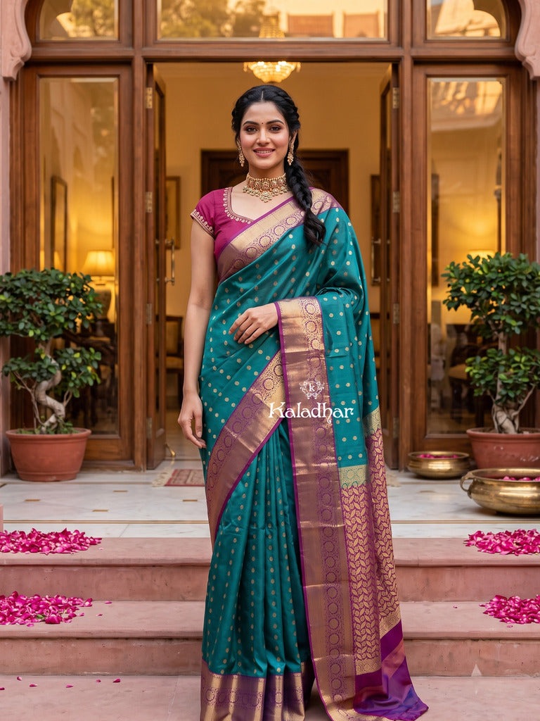 Leight weight kanchi pattu saree for women | royal blue | zari border | party wear